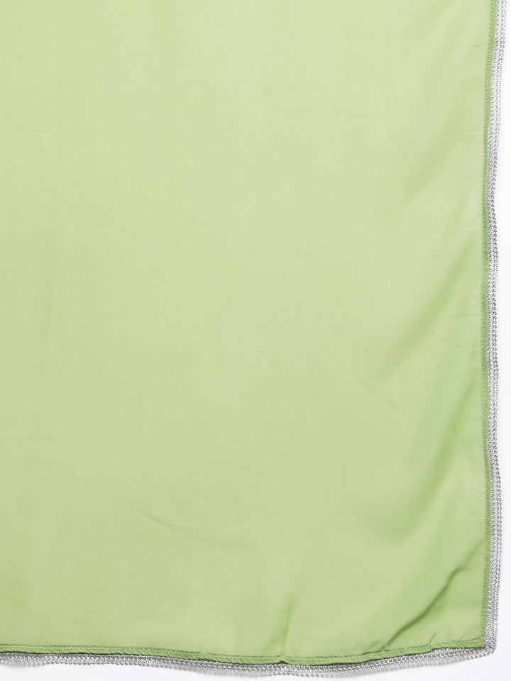 Green Embroidered Georgette Straight Suit Set With Trousers - Libas