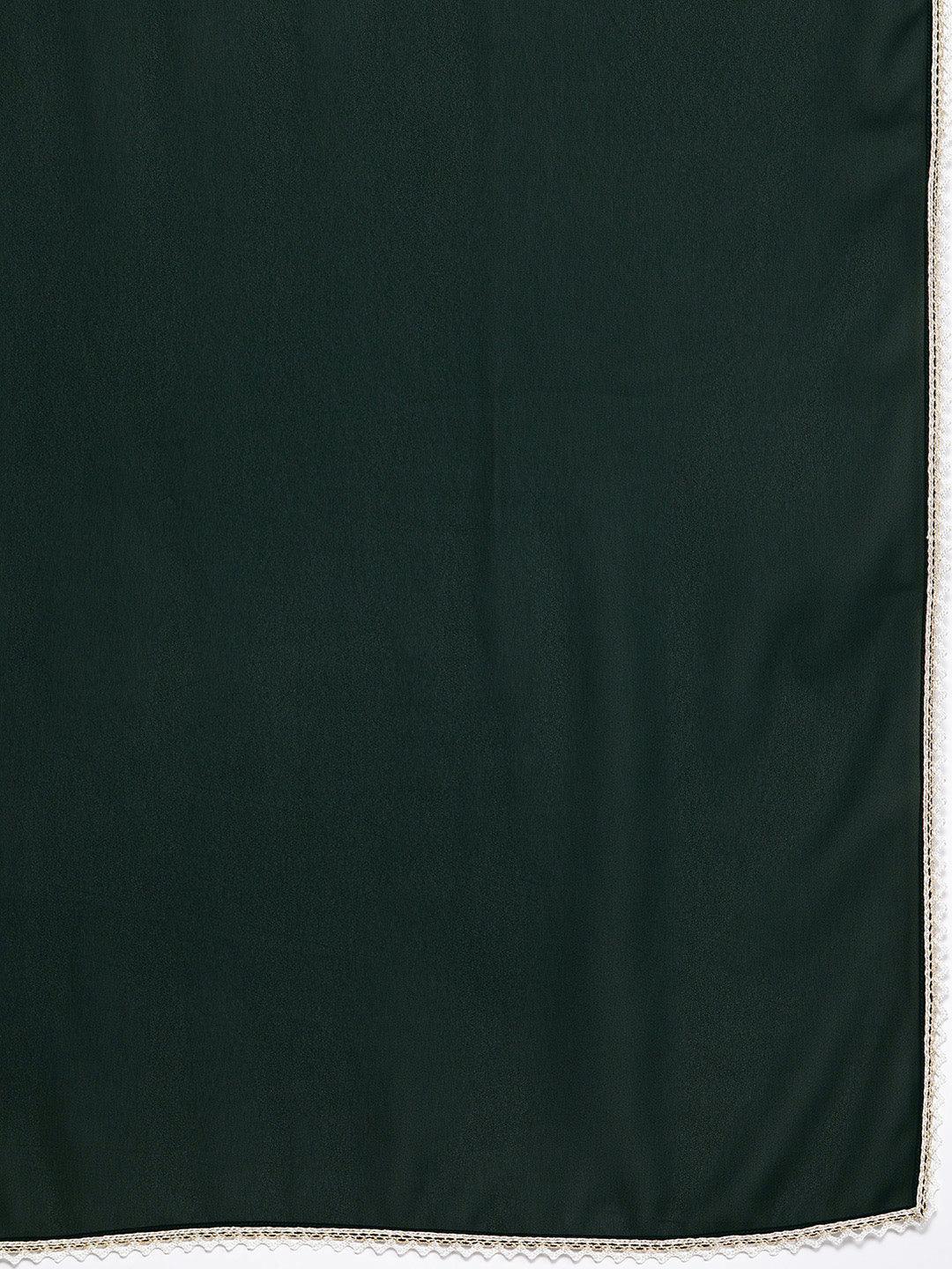 Green Embroidered Georgette Straight Suit Set With Skirt - Libas