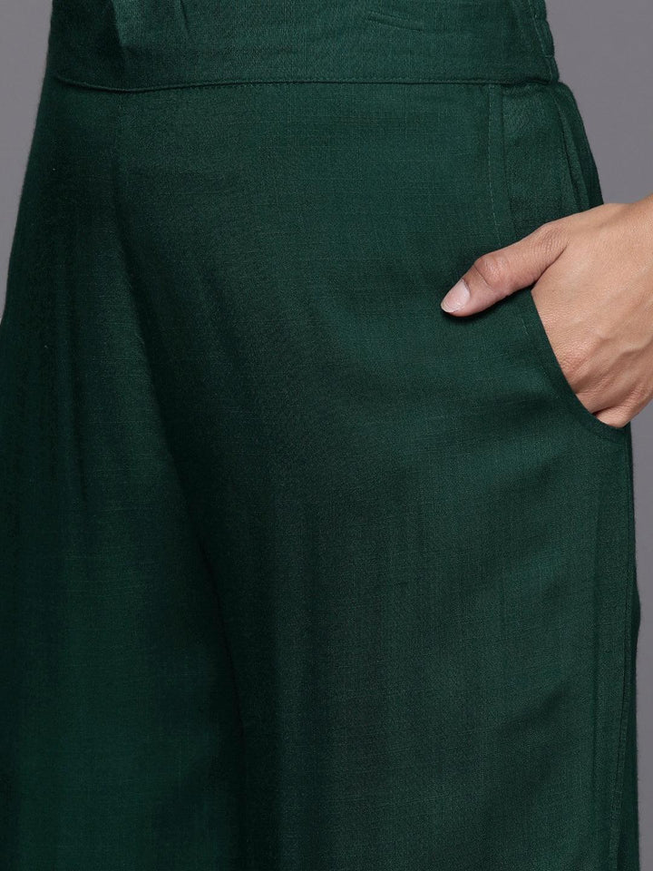 Green Embroidered Rayon Straight Kurta With Palazzos & Dupatta - Libas