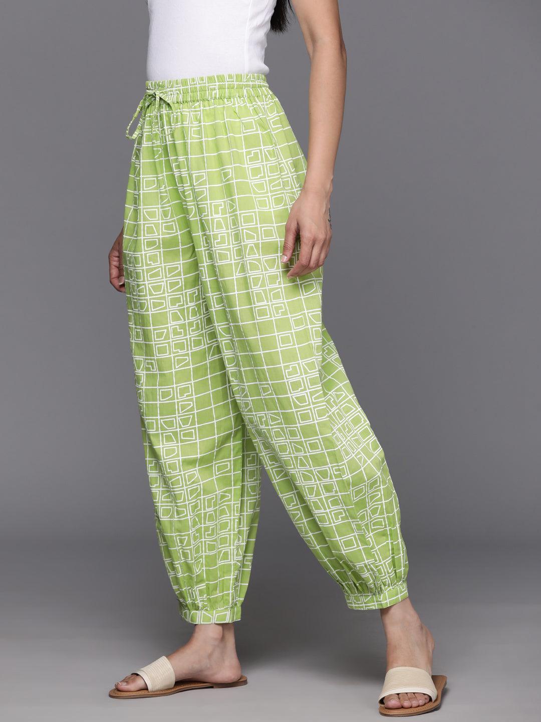Green Printed Cotton Salwar - Libas 
