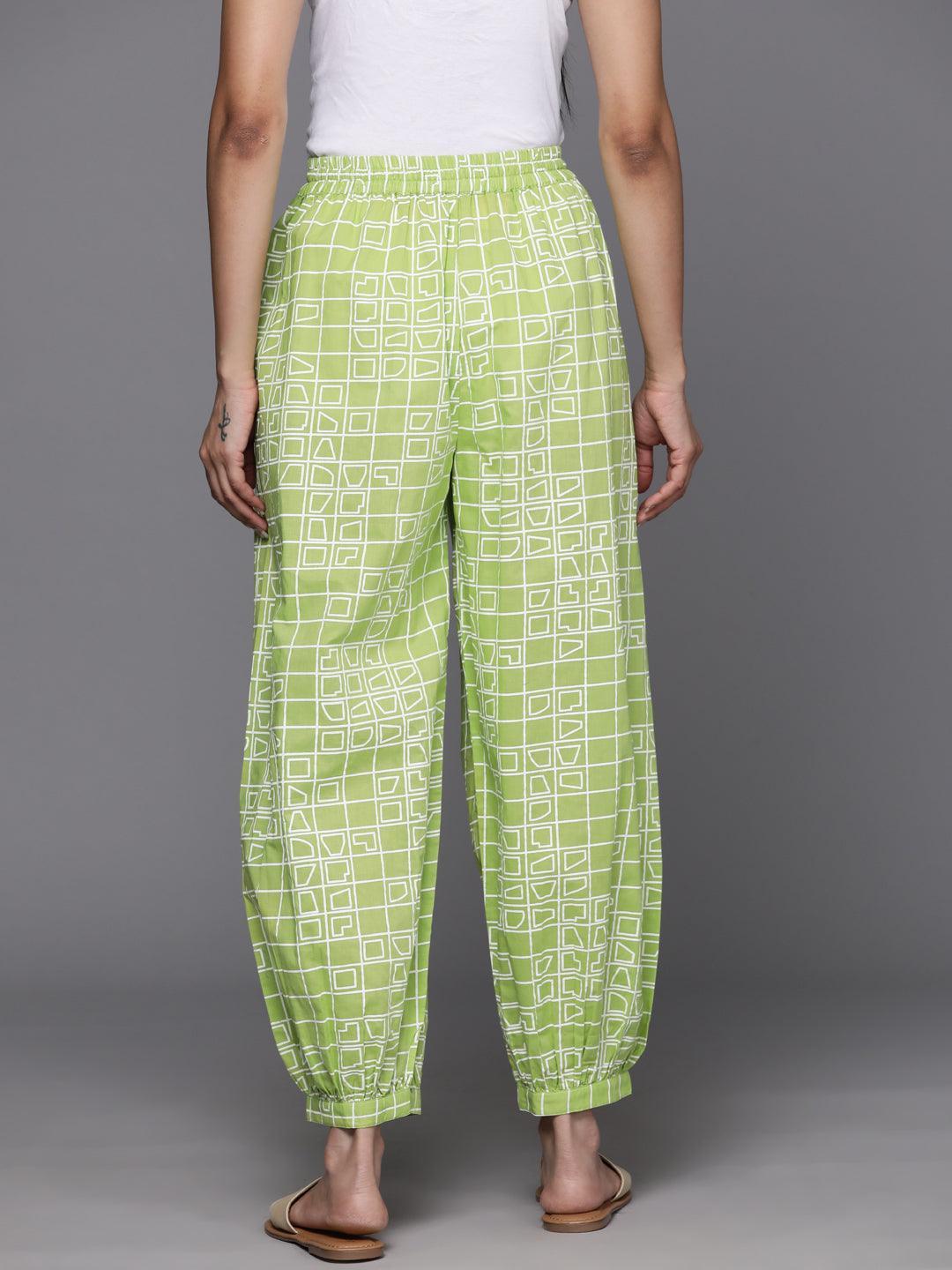 Green Printed Cotton Salwar - Libas 