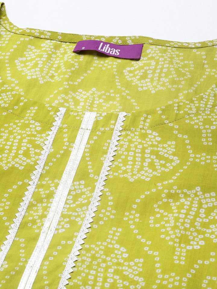 Green Printed Cotton Straight Kurta - ShopLibas