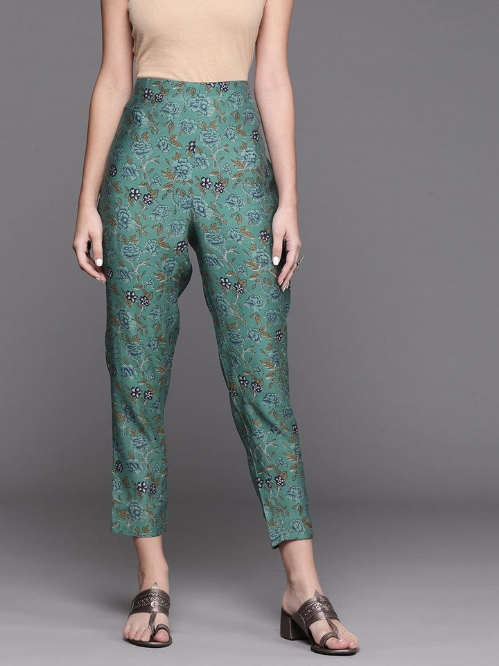 Green Printed Cotton Trousers - ShopLibas