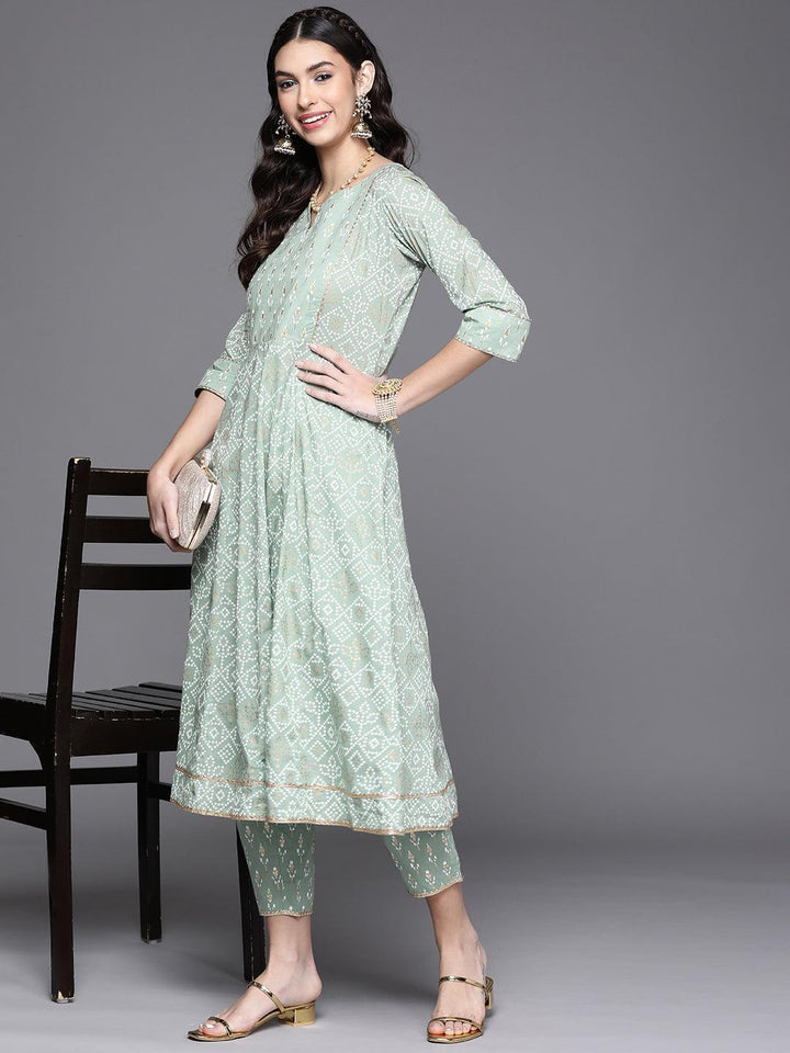 Green Printed Cotton Trousers - ShopLibas