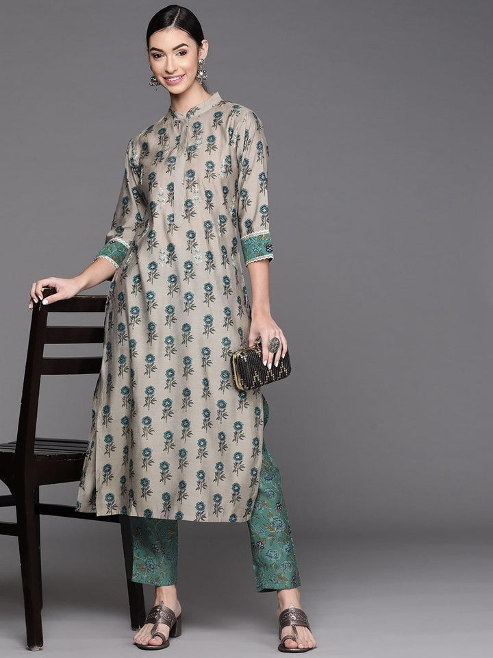 Green Printed Cotton Trousers - ShopLibas