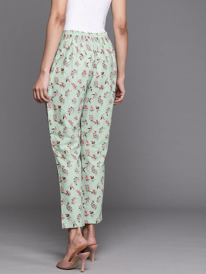 Green Printed Cotton Trousers