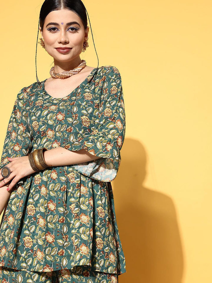 Green Printed Georgette Co-Ords - ShopLibas