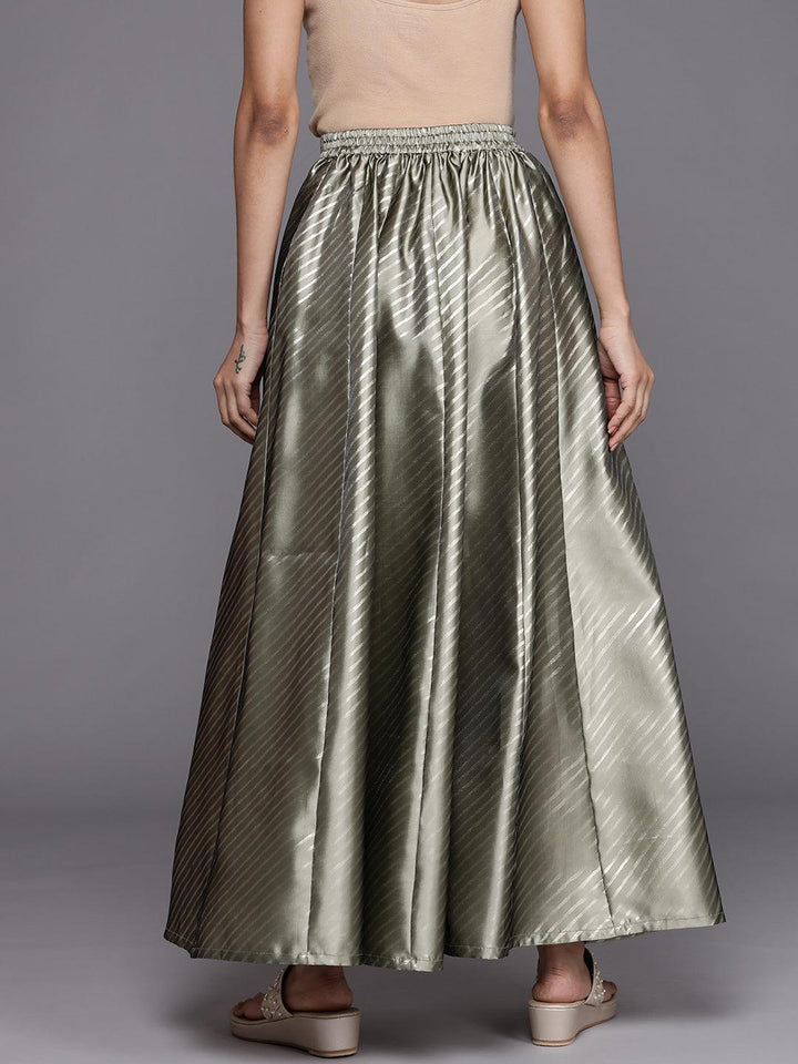 Green Printed Silk Blend Skirt - ShopLibas