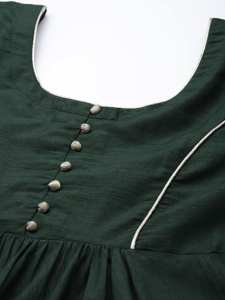 Green Solid Silk Blend Suit Set - ShopLibas