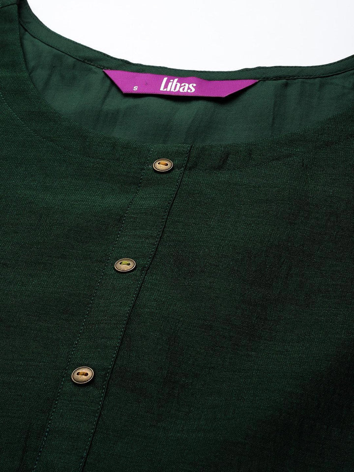 Green Solid Silk Kurta - ShopLibas