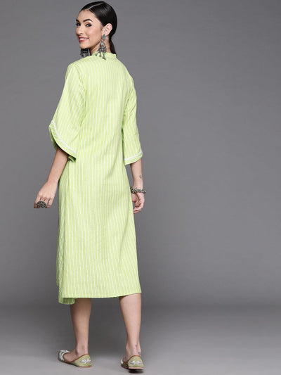 Green Striped Cotton Dress - ShopLibas