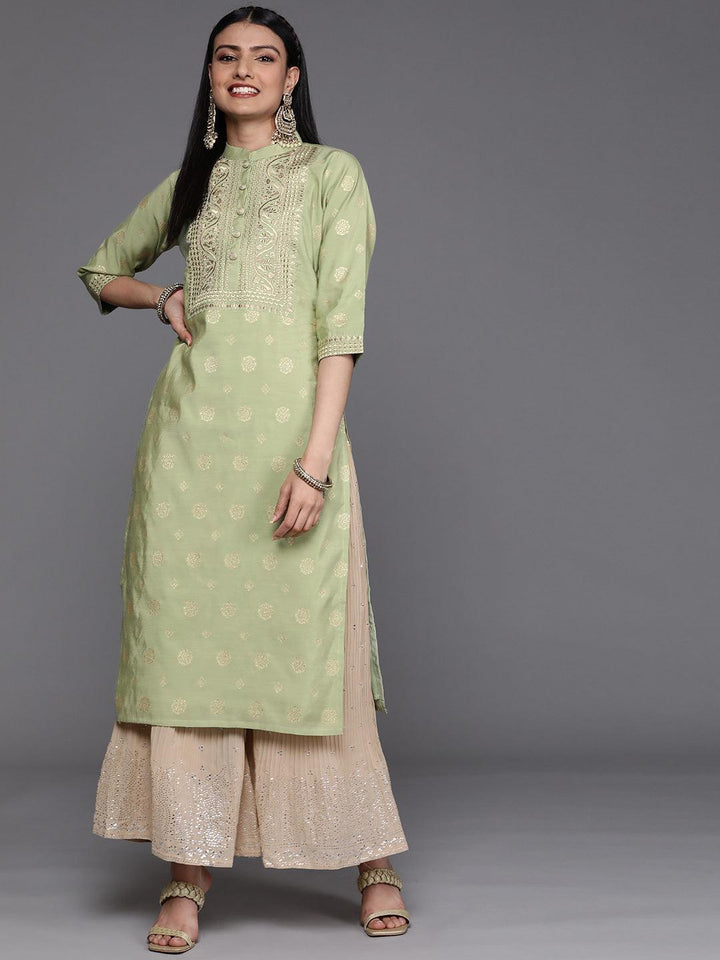 Green Yoke Design Chanderi Silk Kurta - ShopLibas