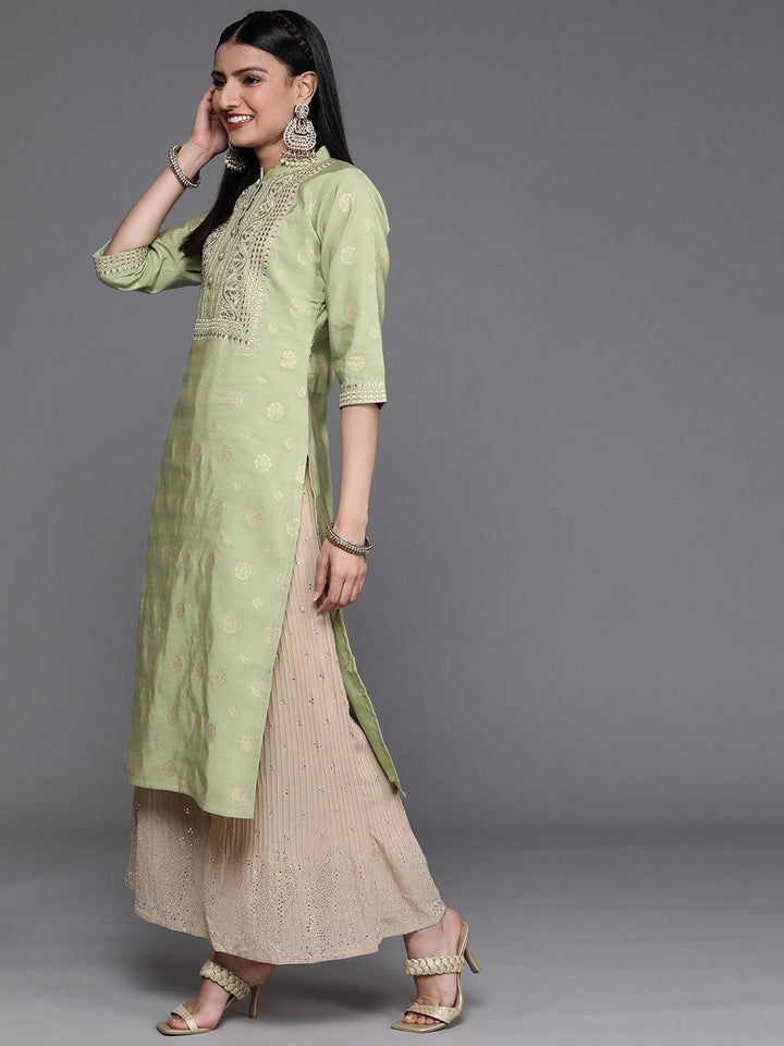 Green Yoke Design Chanderi Silk Kurta - ShopLibas