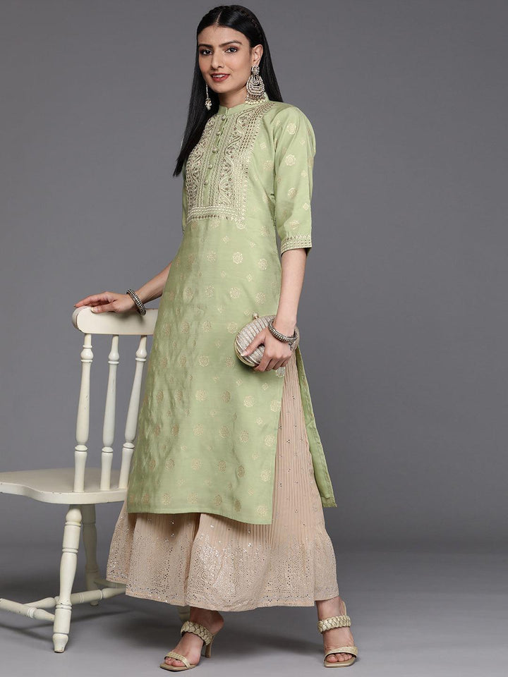 Green Yoke Design Chanderi Silk Kurta - ShopLibas