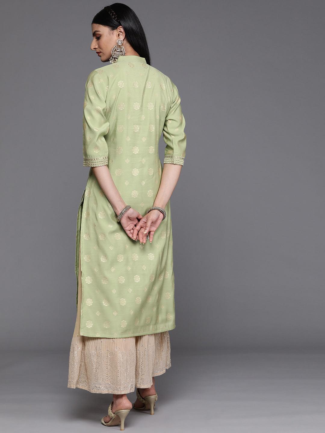 Green Yoke Design Chanderi Silk Kurta - ShopLibas