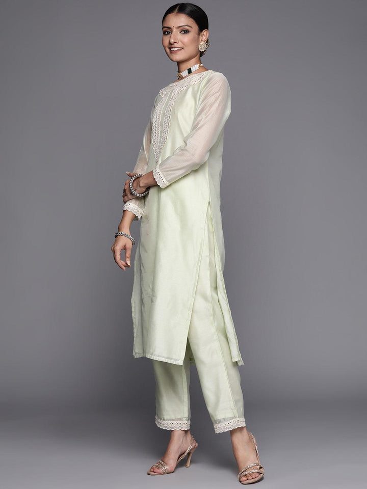 Green Yoke Design Chanderi Silk Straight Suit Set