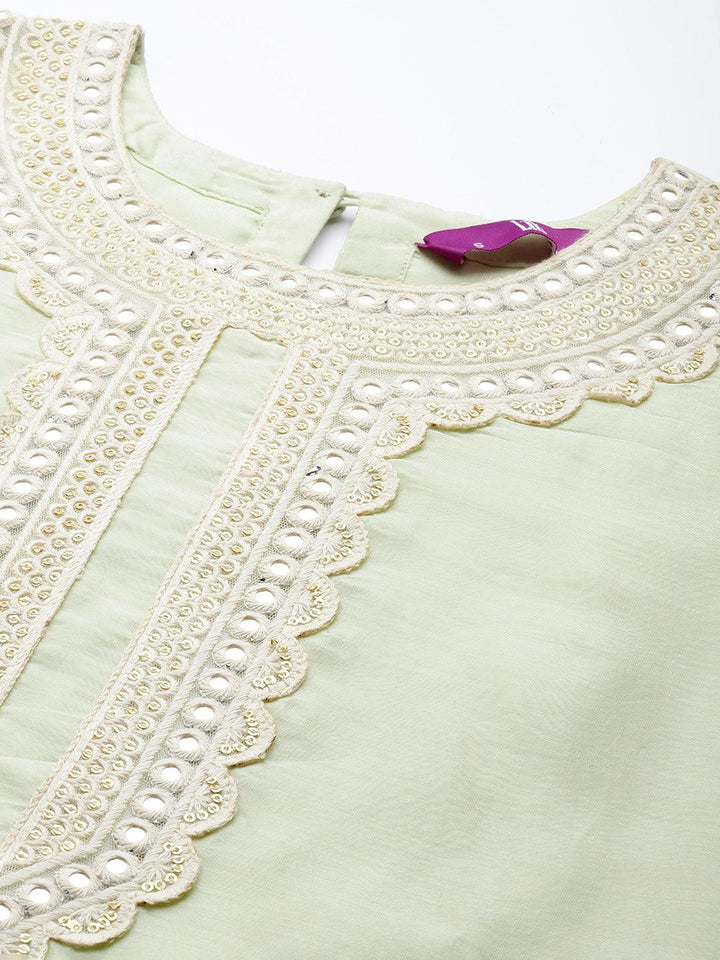 Green Yoke Design Chanderi Silk Straight Suit Set