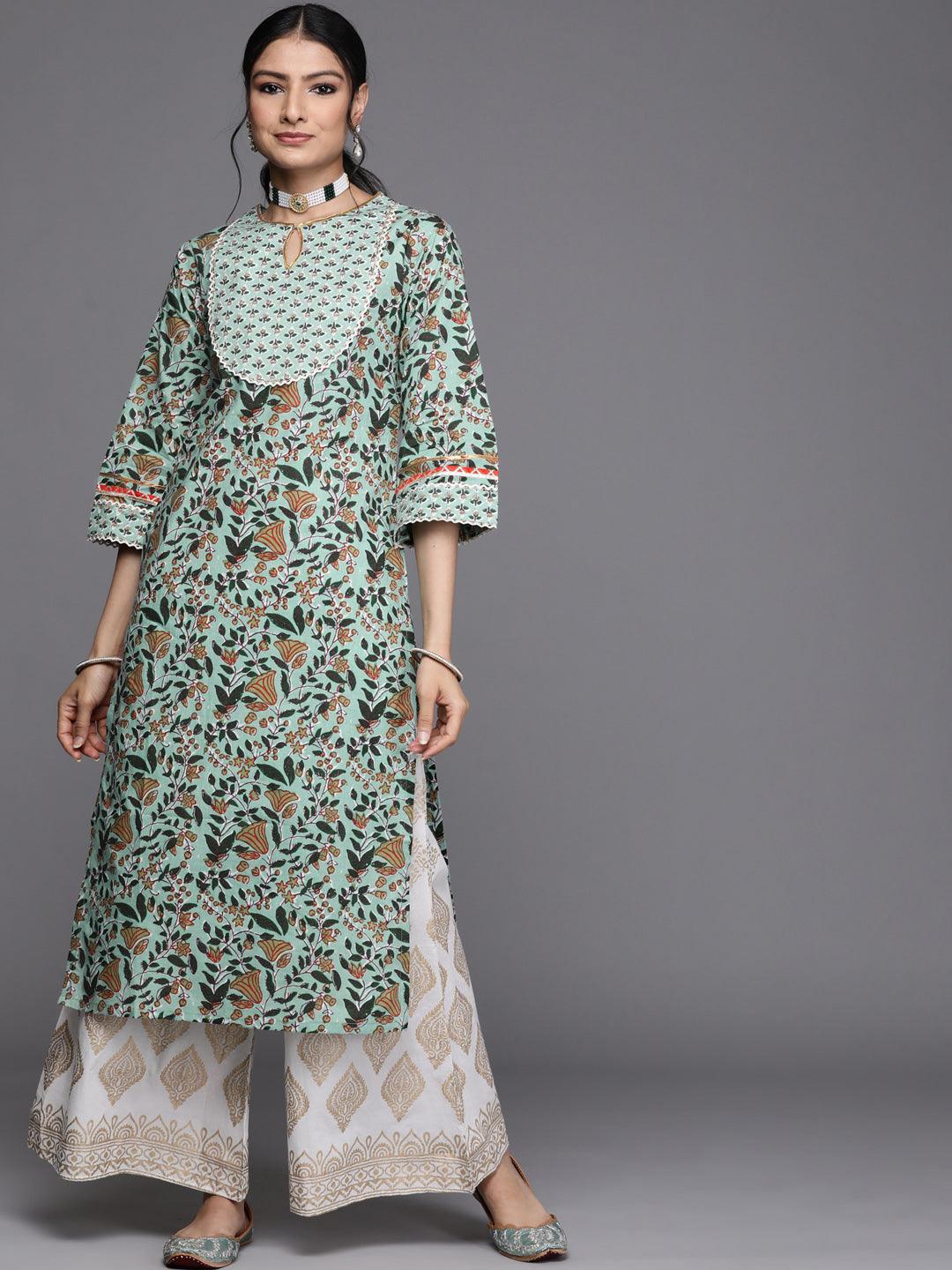 Green Yoke Design Cotton Kurta - ShopLibas