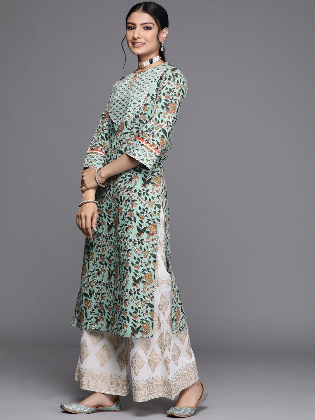 Green Yoke Design Cotton Kurta - ShopLibas