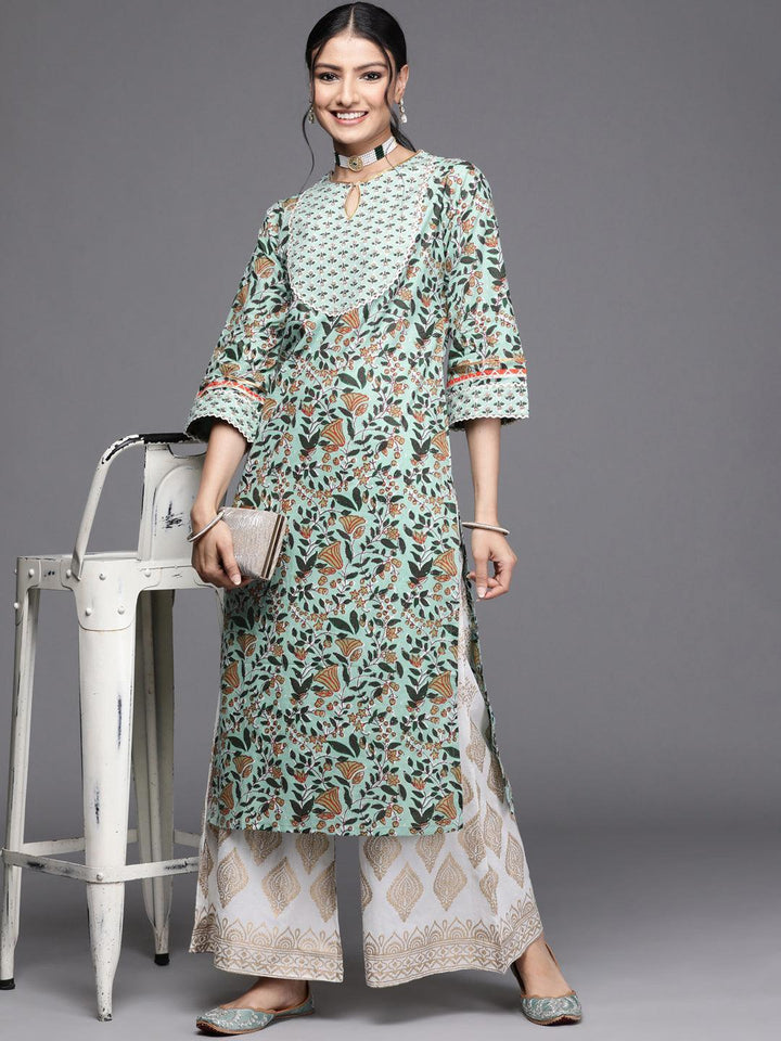 Green Yoke Design Cotton Kurta - ShopLibas
