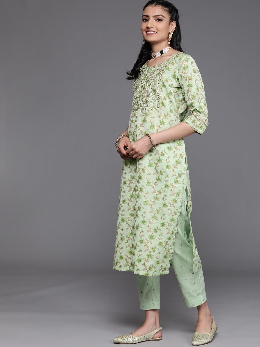 Green Yoke Design Cotton Silk Kurta - ShopLibas