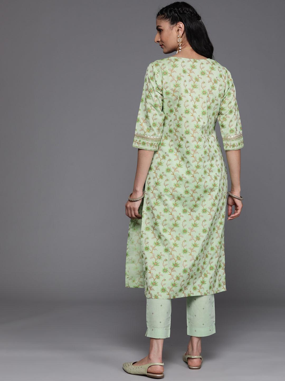 Green Yoke Design Cotton Silk Kurta - ShopLibas