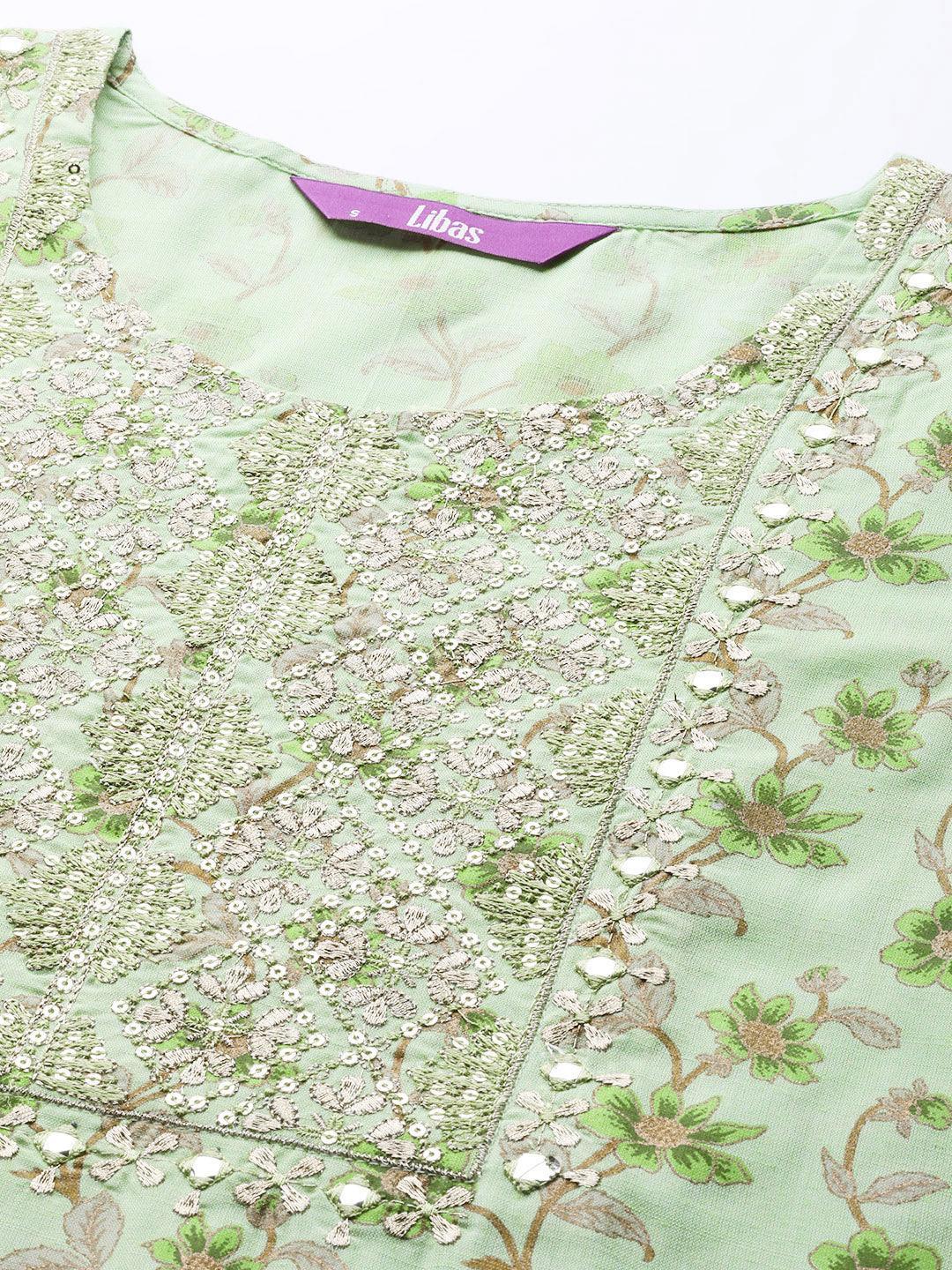Green Yoke Design Cotton Silk Kurta - ShopLibas
