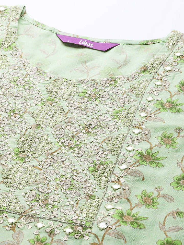 Green Yoke Design Cotton Silk Kurta - ShopLibas