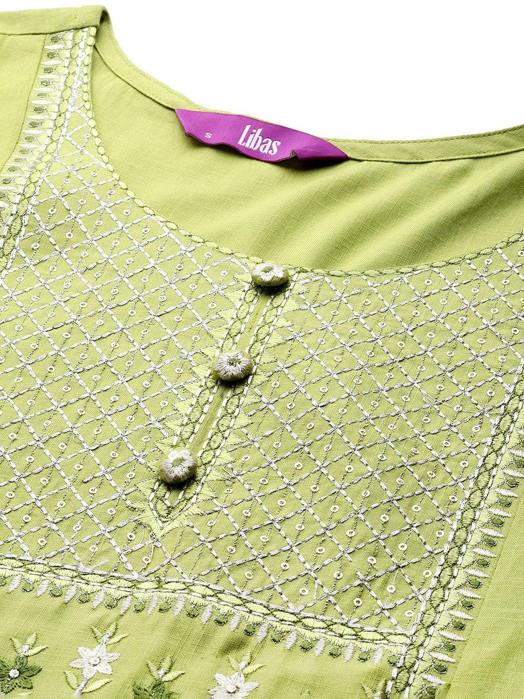 Green Yoke Design Rayon A-Line Kurta - Libas 