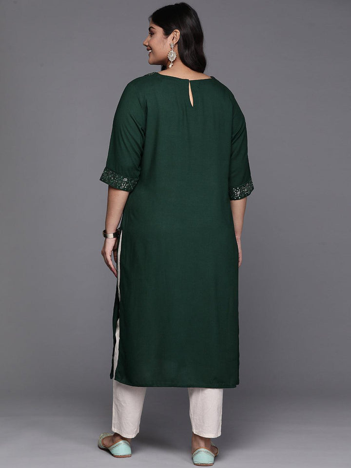 Green Yoke Design Rayon Straight Kurta - Libas