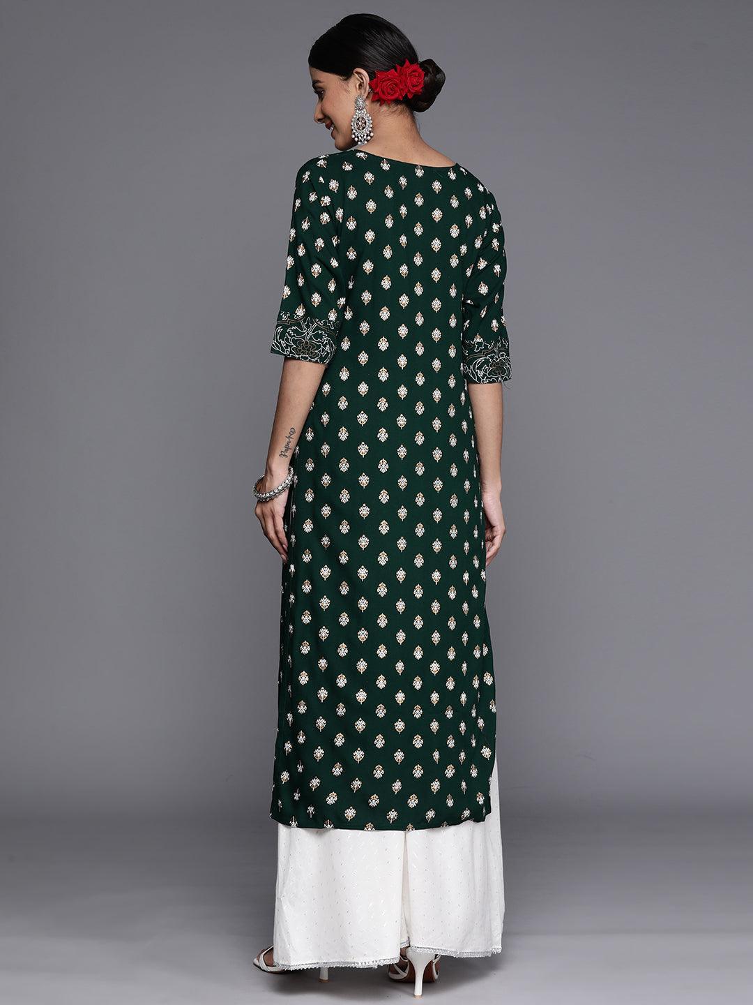 Green Yoke Design Rayon Straight Kurta - ShopLibas 