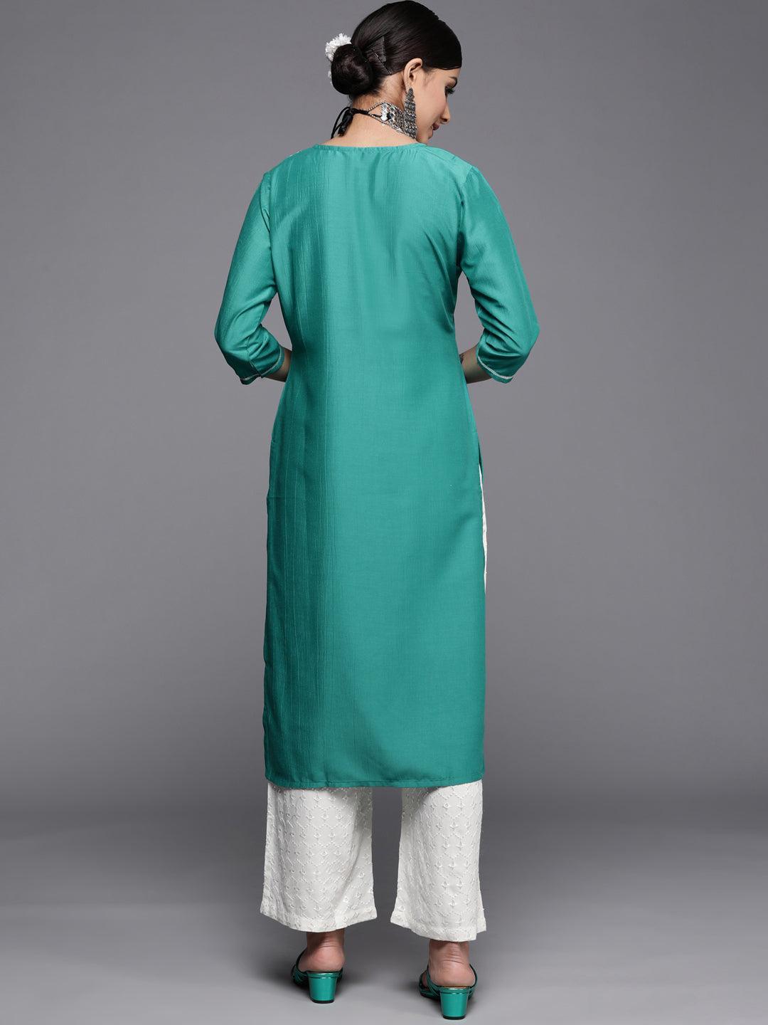 Green Yoke Design Silk Kurta - ShopLibas 