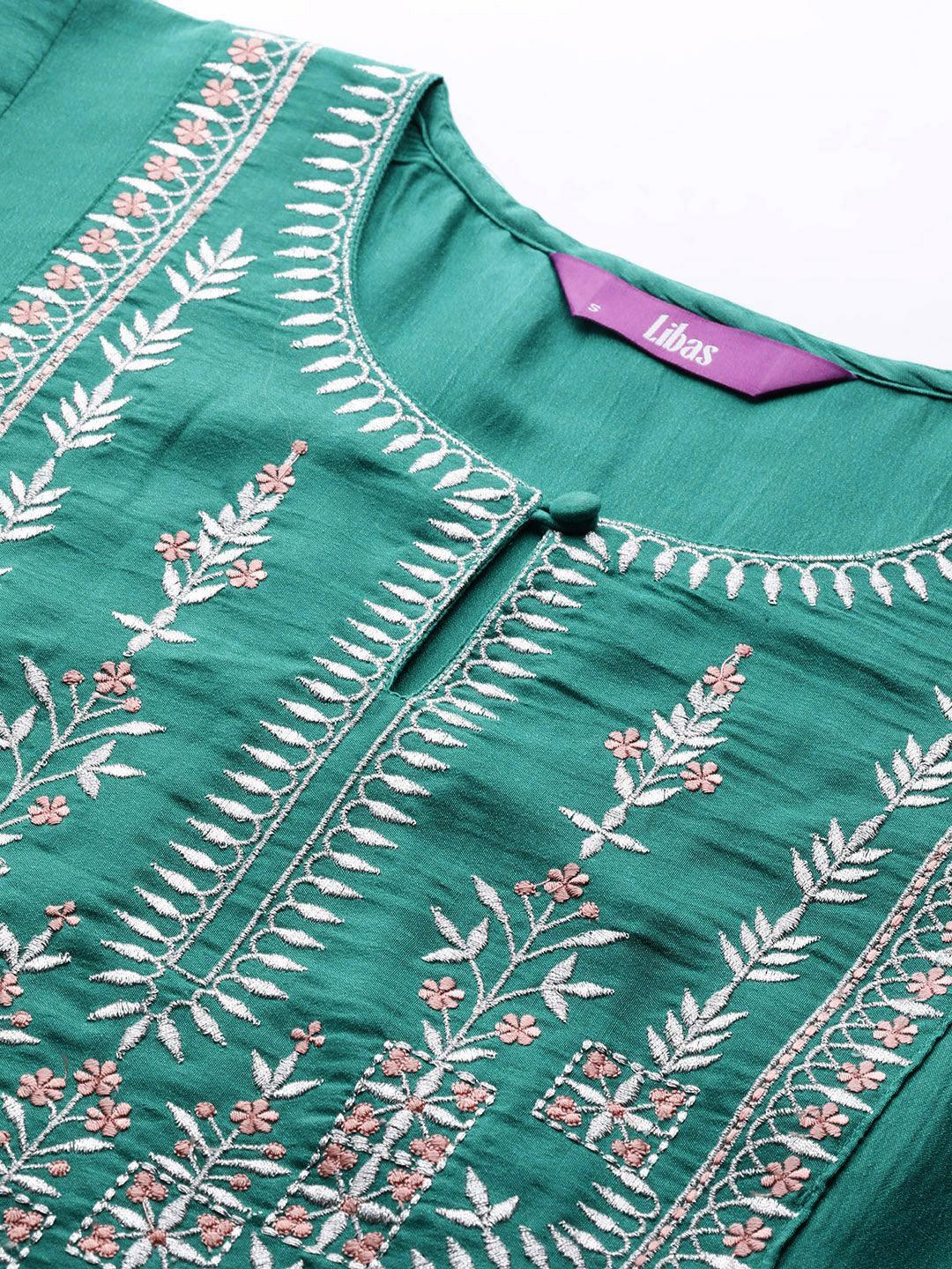 Green Yoke Design Silk Kurta - ShopLibas 