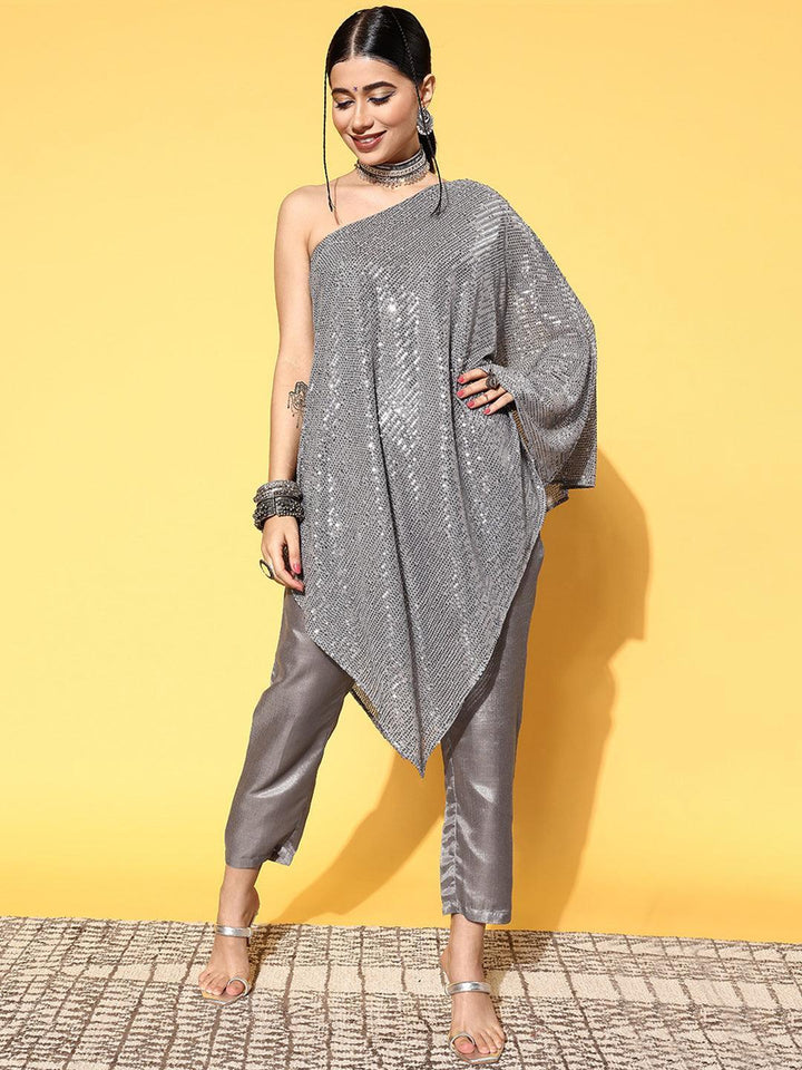 Grey Embellished Nylon Co-Ords - ShopLibas