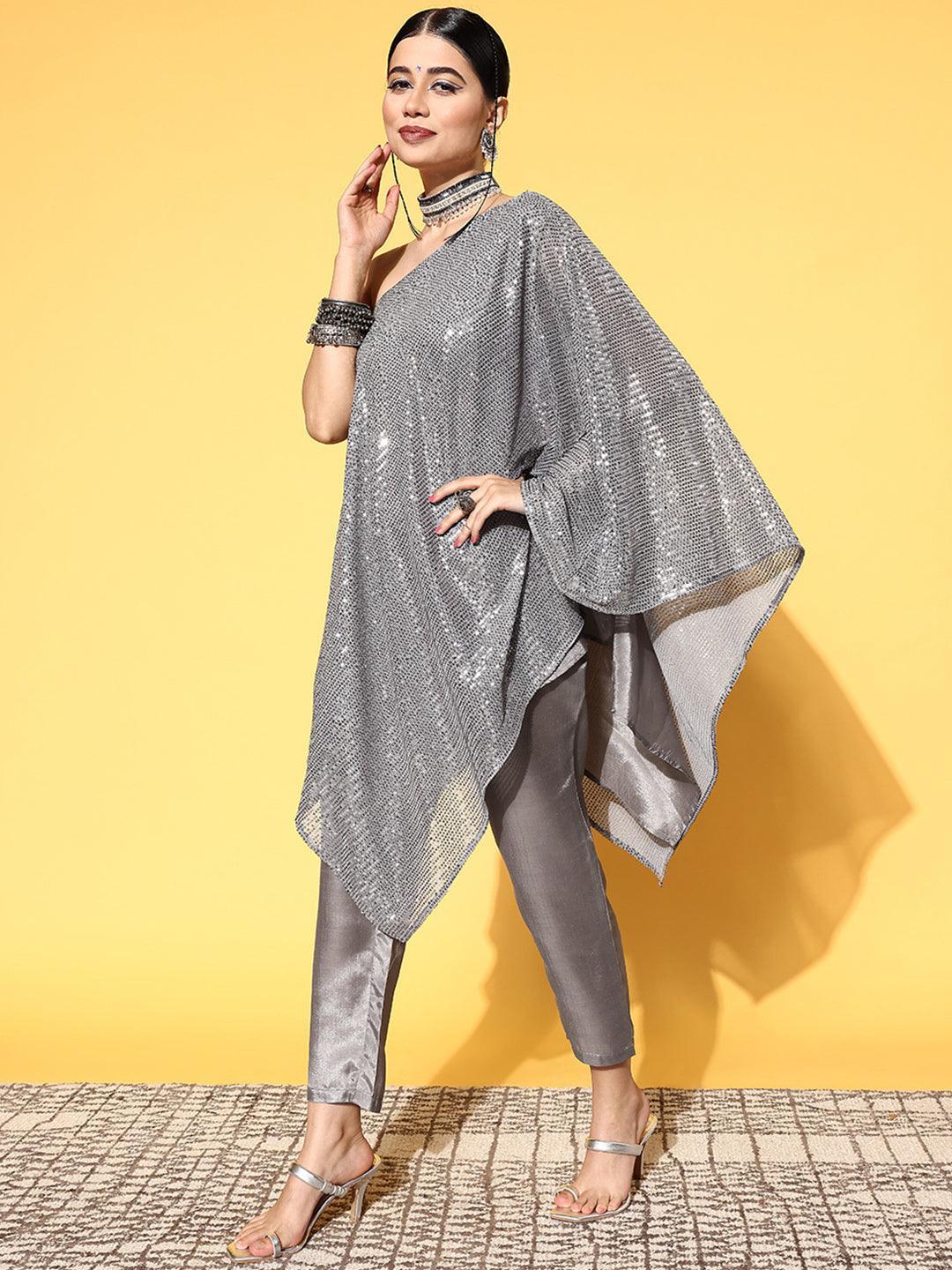 Grey Embellished Nylon Co-Ords - ShopLibas