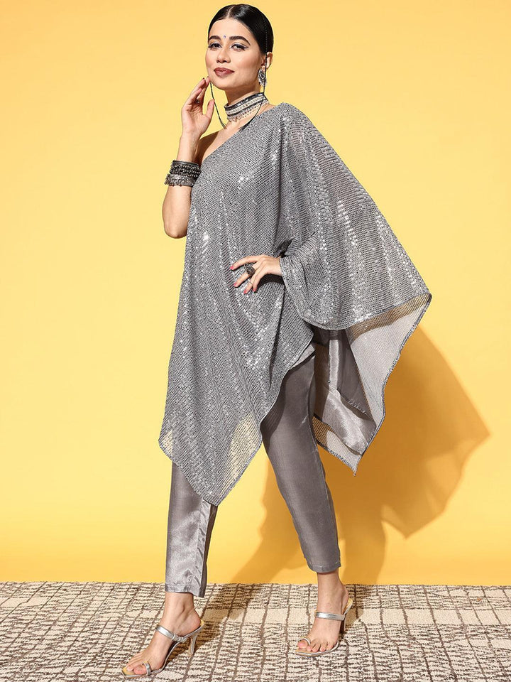 Grey Embellished Nylon Co-Ords - ShopLibas