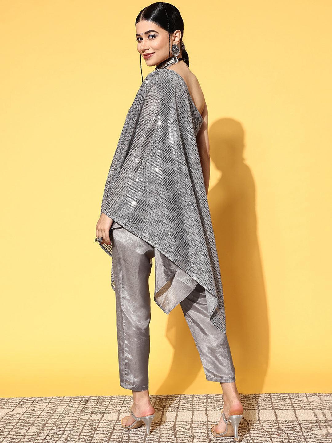 Grey Embellished Nylon Co-Ords - ShopLibas