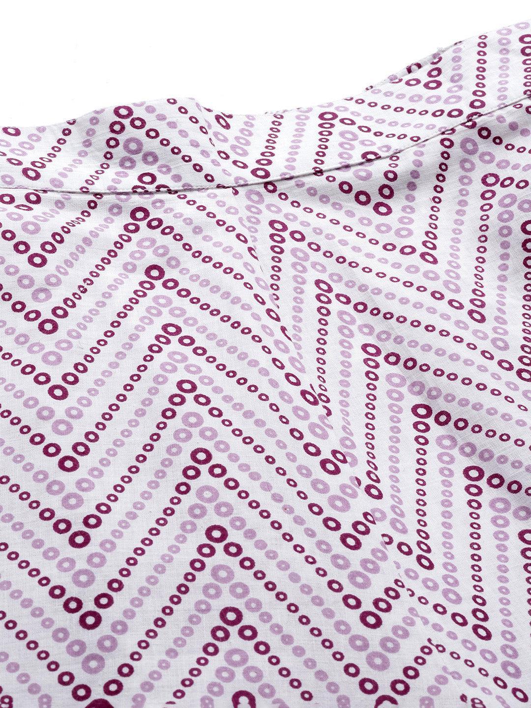 Lavender Printed Cotton Night Suit - ShopLibas 