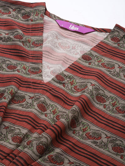 Maroon Printed Georgette Dress - ShopLibas