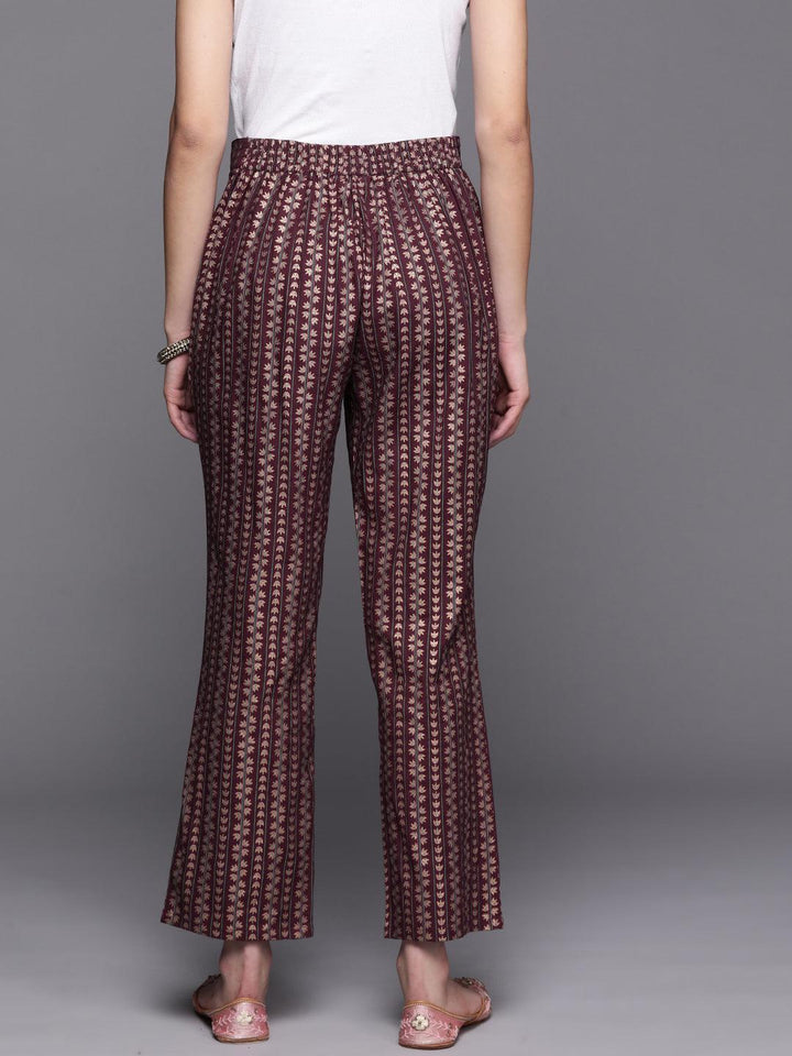 Maroon Printed Rayon Trousers