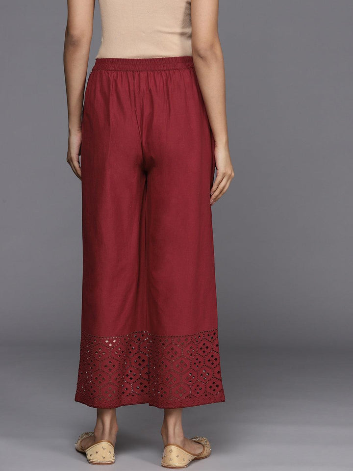 Maroon Solid Cotton Palazzos