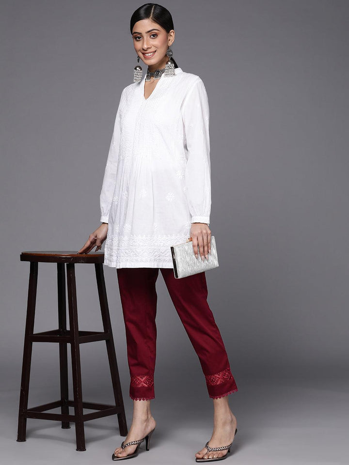 Maroon Solid Cotton Trousers - ShopLibas