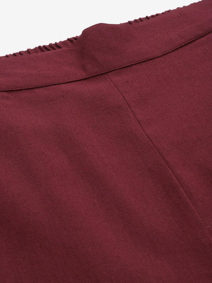 Maroon Solid Cotton Trousers