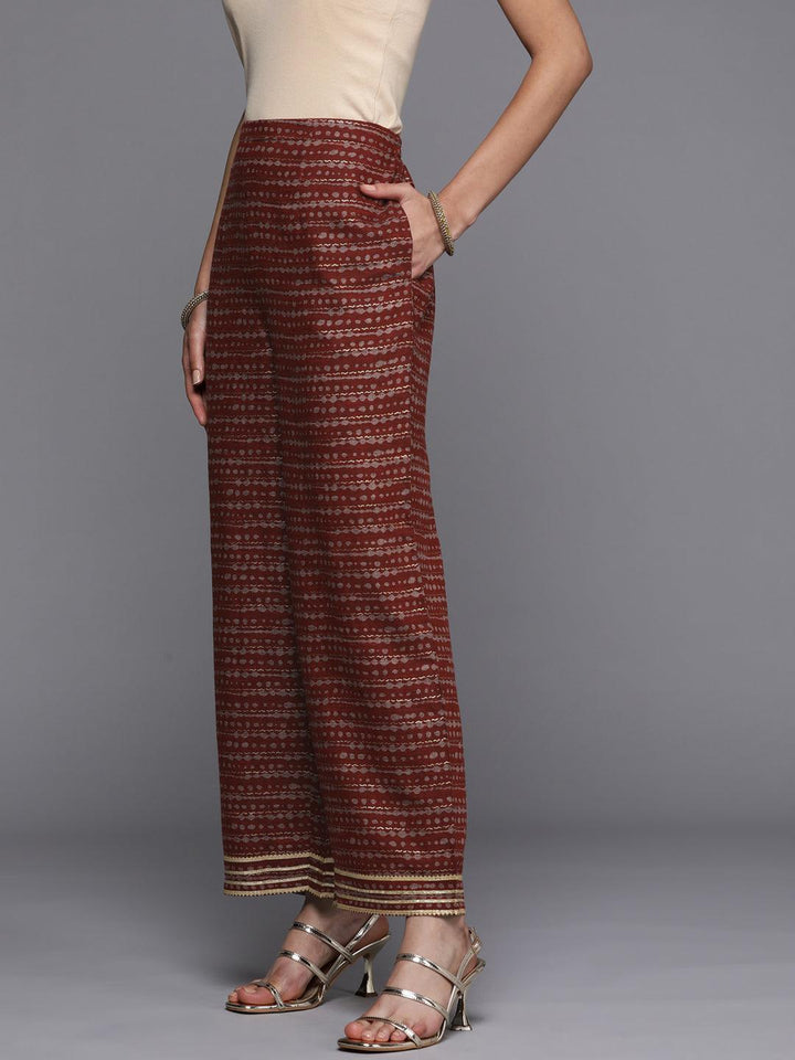 Maroon Striped Rayon Palazzos - ShopLibas