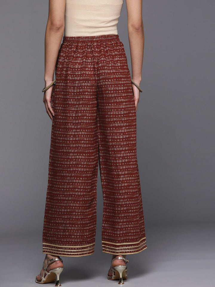 Maroon Striped Rayon Palazzos - ShopLibas