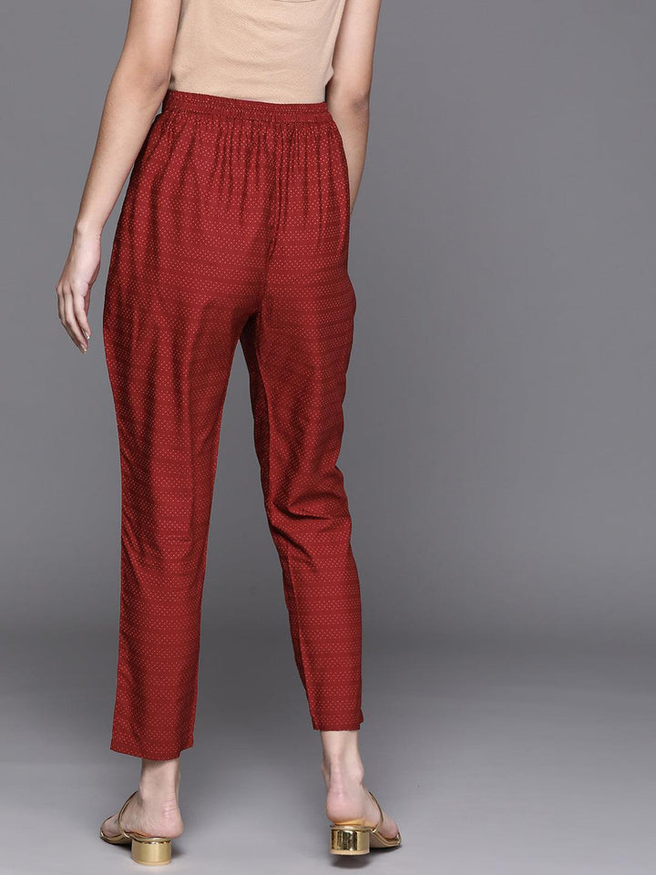 Maroon Striped Silk Trousers - ShopLibas