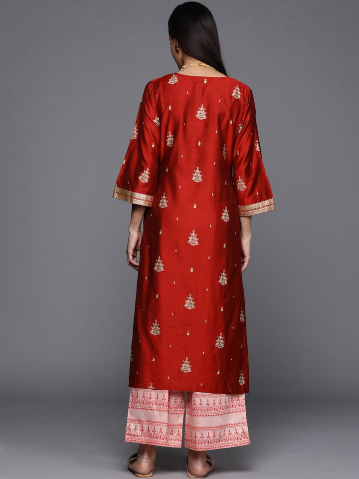 Maroon Yoke Design Chanderi Silk Kurta - ShopLibas