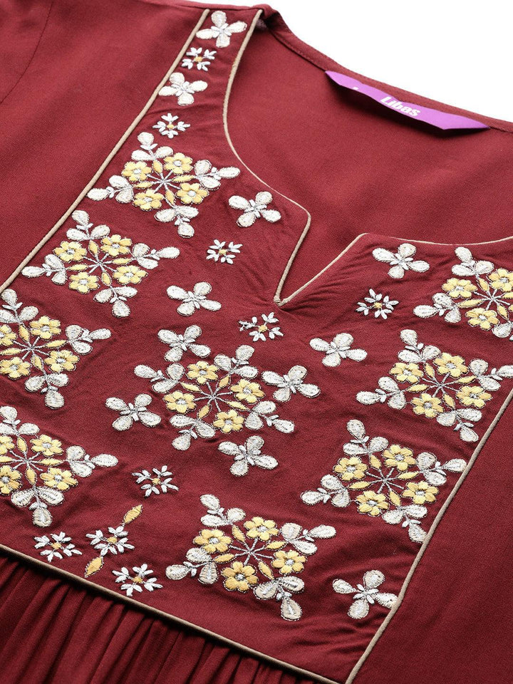 Maroon Yoke Design Rayon Kurta - ShopLibas
