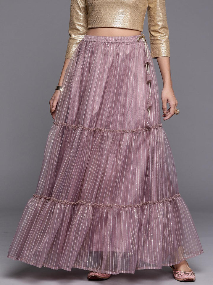 Mauve Embellished Organza Skirt - ShopLibas