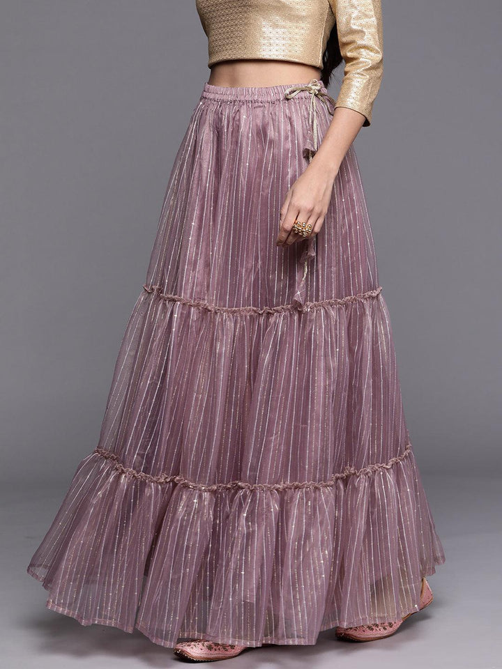 Mauve Embellished Organza Skirt - ShopLibas